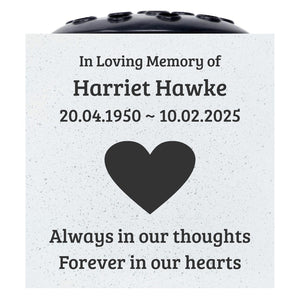 Personalised Love Heart Always in our thoughts, Forever in our hearts Memorial Flower Vase