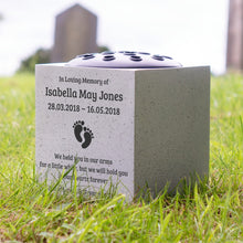 Load image into Gallery viewer, Personalised Baby Memorial Grave Vase with Footprints ? Custom Cemetery Flower Pot, Graveside Plaque Marker, Remembrance Rose Bowl for Infant Loss Tribute