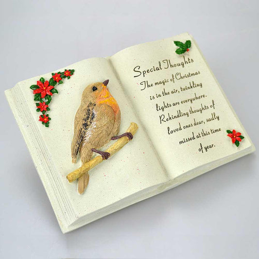 Special Thoughts Christmas robin memorial book plaque