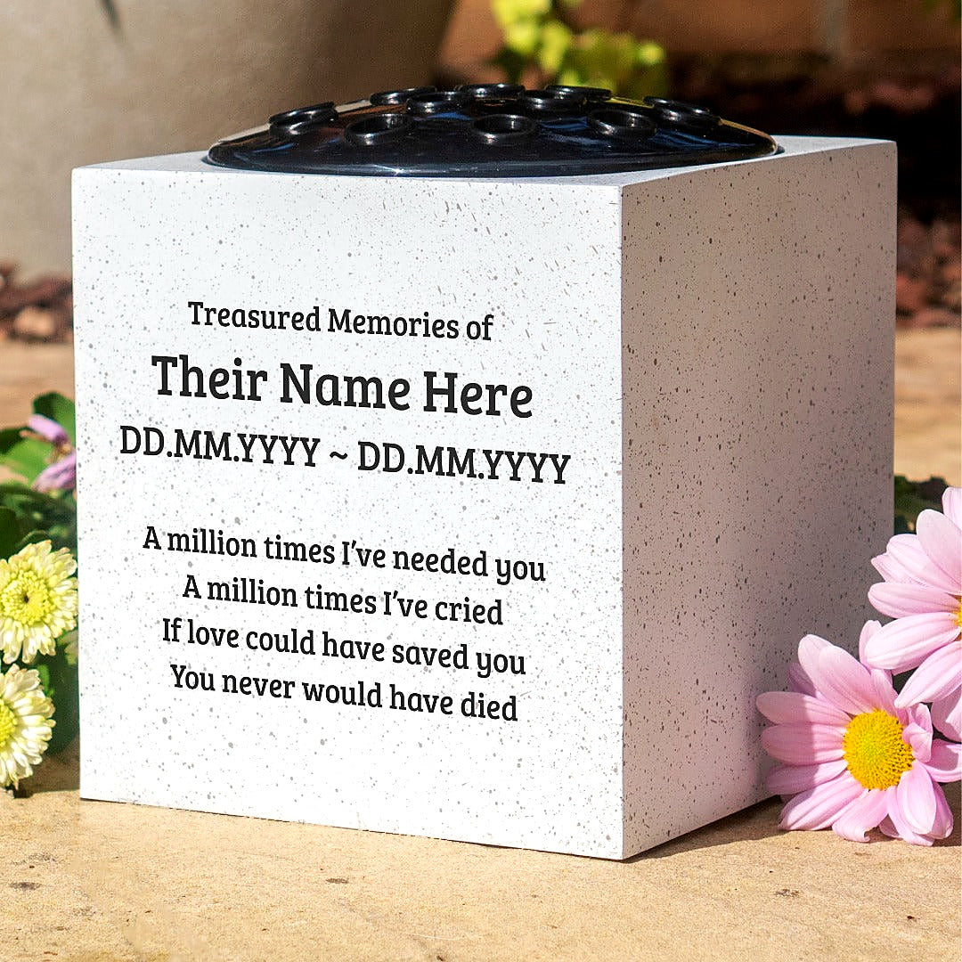 Personalised A Million Times Memorial Grave Vase - Custom Cemetery Flower Pot, Graveside Plaque Marker, Remembrance Rose Bowl