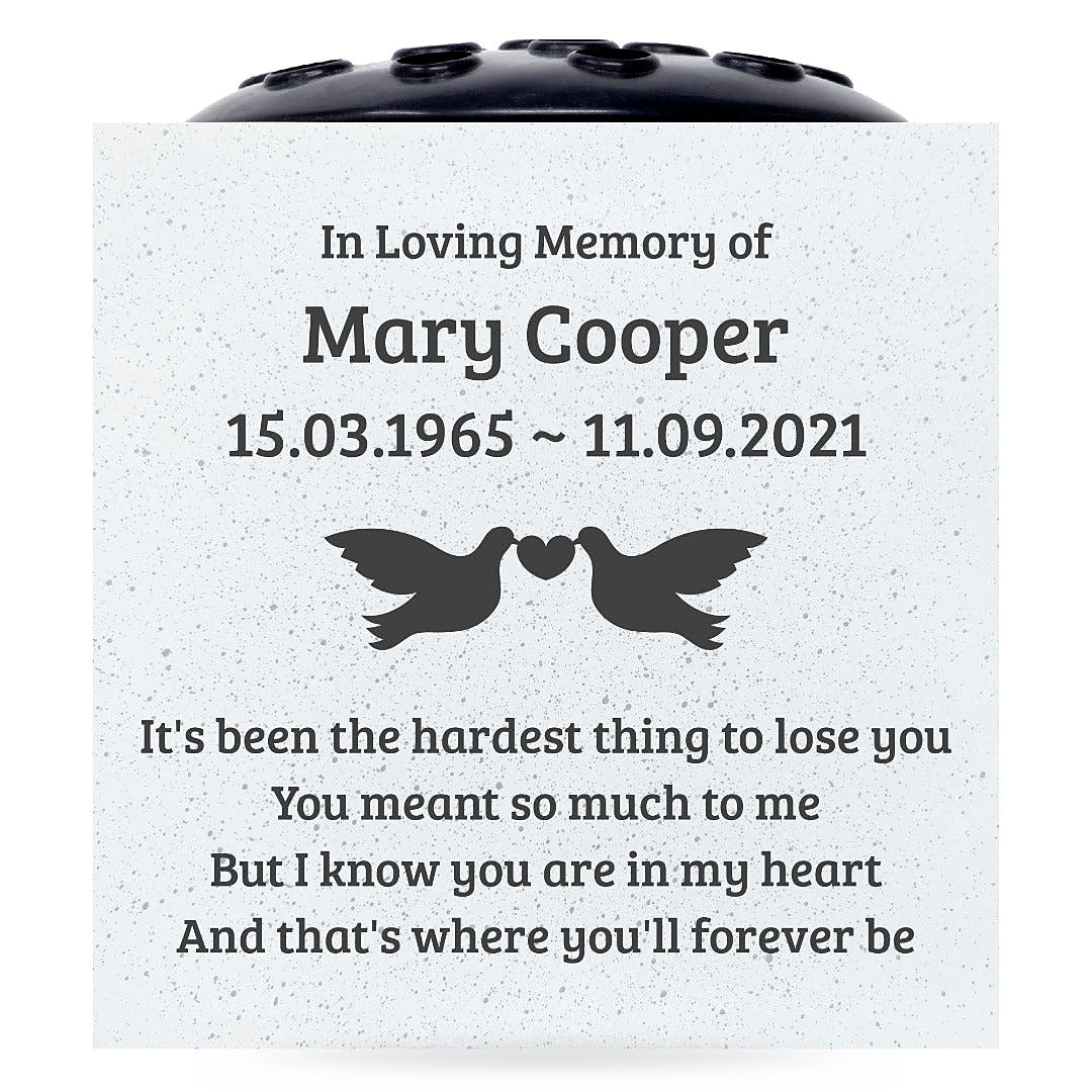 Personalised Engraved Dove of Love Graveside Memorial Flower Vase
