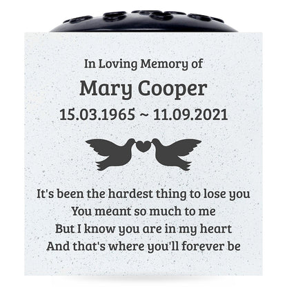 Personalised Engraved Dove of Love Graveside Memorial Flower Vase