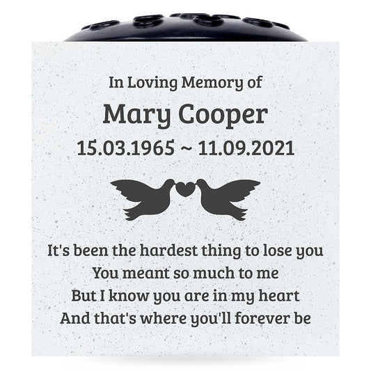 Personalised Engraved Dove of Love Graveside Memorial Flower Vase
