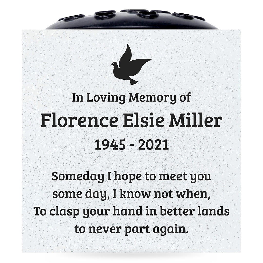 Personalised Dove of Peace Graveside Memorial Flower Vase