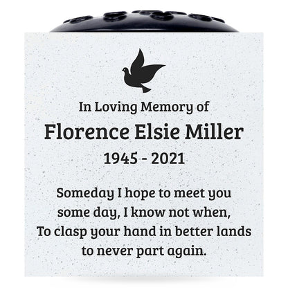 Personalised Dove of Peace Graveside Memorial Flower Vase