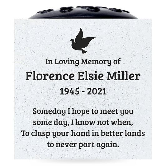 Personalised Dove of Peace Graveside Memorial Flower Vase