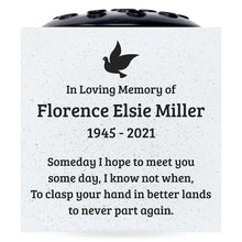 Load image into Gallery viewer, Personalised Dove of Peace Graveside Memorial Flower Vase