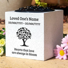 Load image into Gallery viewer, Personalised Memorial Vase - Hearts That Love Are Always in Bloom Graveside Flower Tribute
