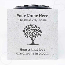 Load image into Gallery viewer, Personalised Hearts That Love Are Always In Bloom Graveside Memorial Flower Vase