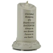 Load image into Gallery viewer, Cherished Memories of a Dearly Loved Daughter Solar Powered Memorial Candle - Angraves Memorials