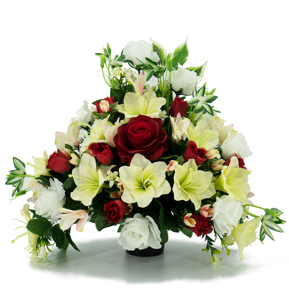 Struan Red Rose Lily Artificial Flower Memorial Arrangement