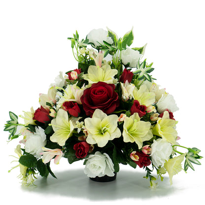 Struan Red Rose Lily Artificial Flower Memorial Arrangement