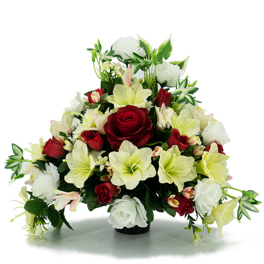 Struan Red Rose Lily Artificial Flower Memorial Arrangement