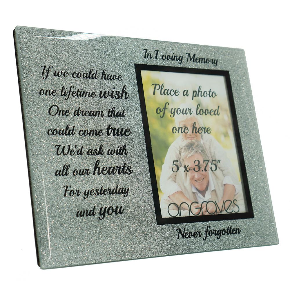 In Loving Memory Memorial Starry Silver Glitter Glass Photo Frame Never Forgotten - Angraves Memorials