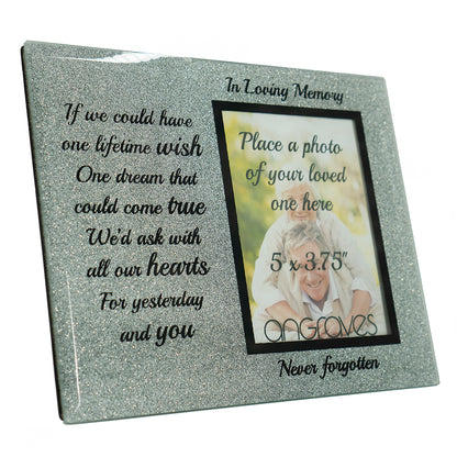 In Loving Memory Memorial Starry Silver Glitter Glass Photo Frame Never Forgotten - Angraves Memorials