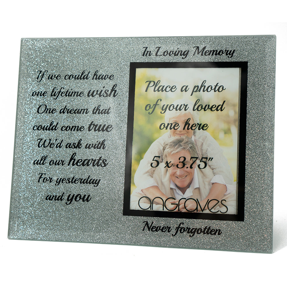In Loving Memory Memorial Starry Silver Glitter Glass Photo Frame Never Forgotten - Angraves Memorials