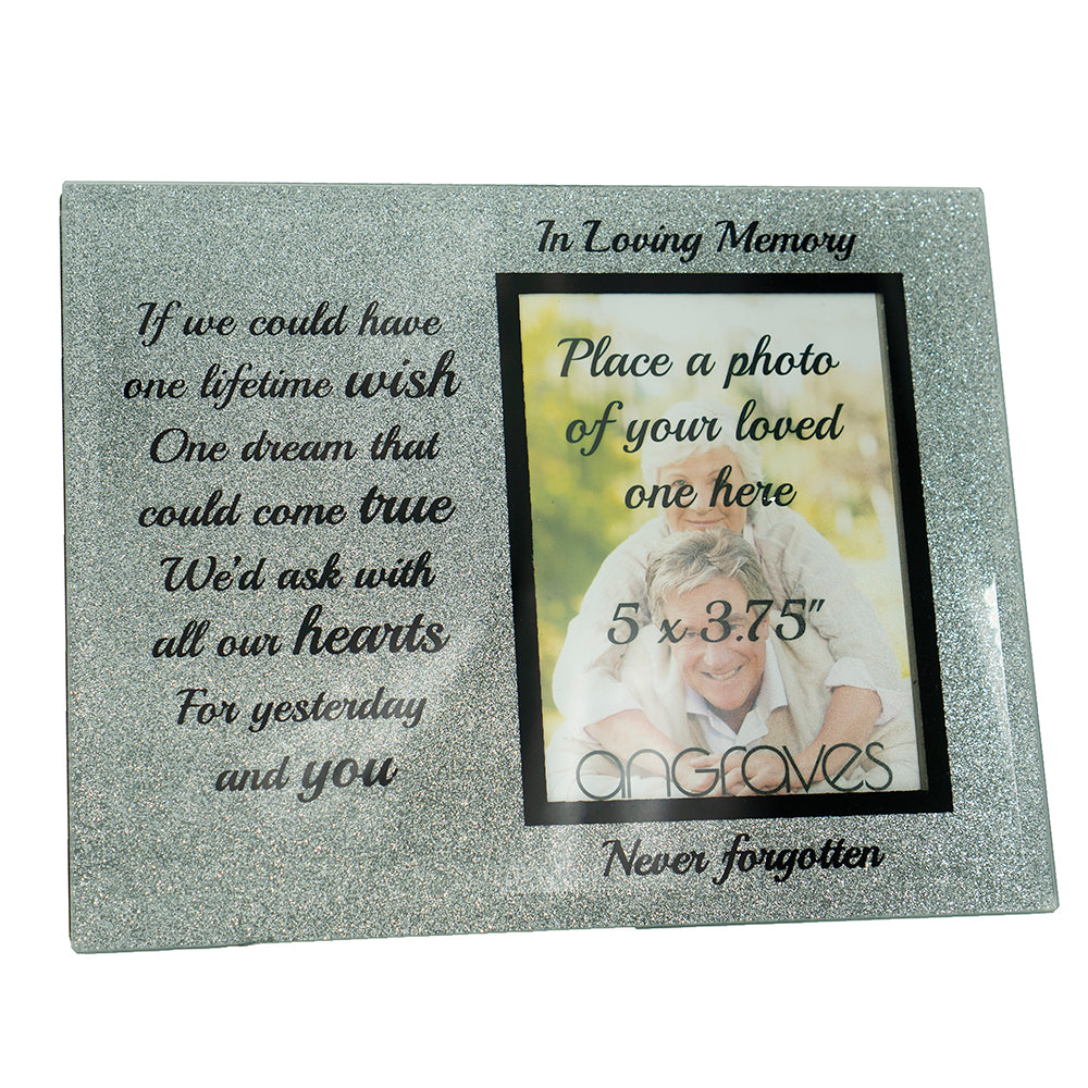 In Loving Memory Memorial Starry Silver Glitter Glass Photo Frame Never Forgotten - Angraves Memorials