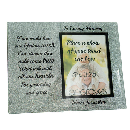In Loving Memory Memorial Starry Silver Glitter Glass Photo Frame Never Forgotten - Angraves Memorials