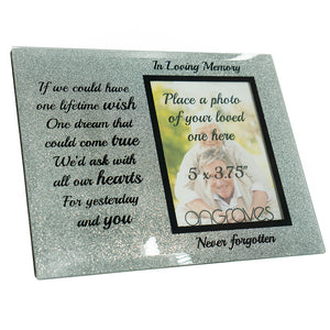 In Loving Memory Memorial Starry Silver Glitter Glass Photo Frame Never Forgotten - Angraves Memorials