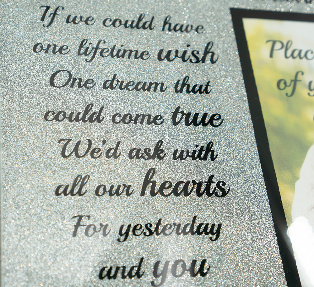 In Loving Memory Memorial Starry Silver Glitter Glass Photo Frame Never Forgotten - Angraves Memorials