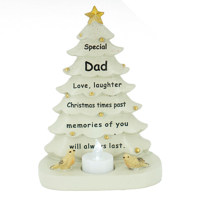 Special Dad Christmas Tree & Robin Memorial Tealight Candle Ornament