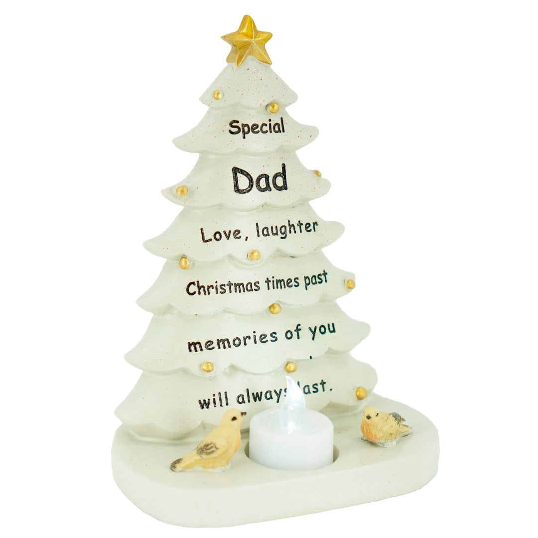 Special Dad Christmas Tree & Robin Memorial Tealight Candle Ornament