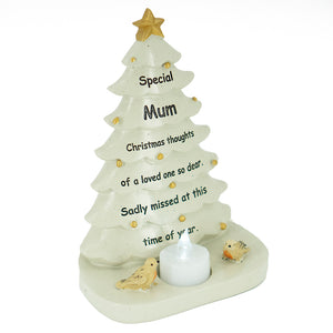 Special Mum Christmas Tree & Robin Memorial Tealight Candle Ornament