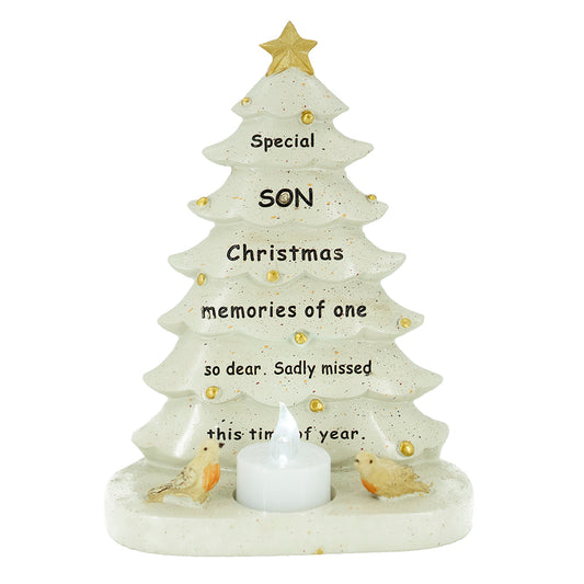Special Son Christmas Tree & Robin Memorial Tealight Candle Ornament