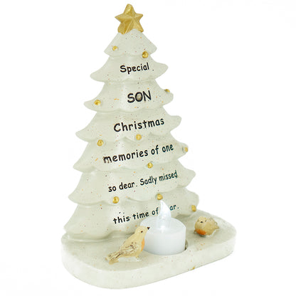 Special Son Christmas Tree & Robin Memorial Tealight Candle Ornament