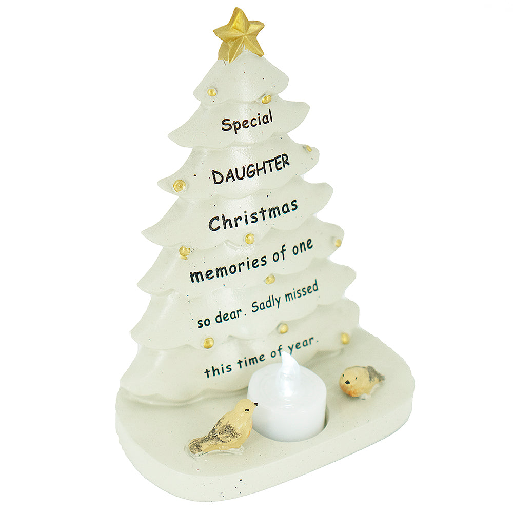 Special Daughter Christmas Tree & Robin Memorial Tealight Candle Ornament