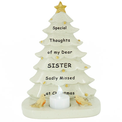 Special Sister Christmas Tree & Robin Memorial Tealight Candle Ornament