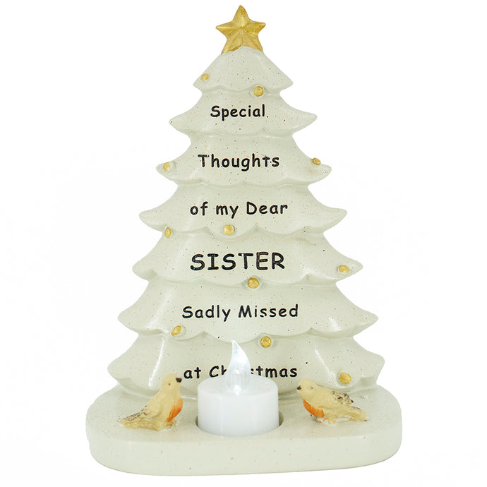 Special Sister Christmas Tree & Robin Memorial Tealight Candle Ornament