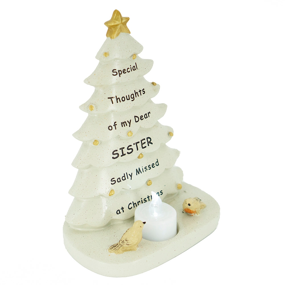 Special Sister Christmas Tree & Robin Memorial Tealight Candle Ornament