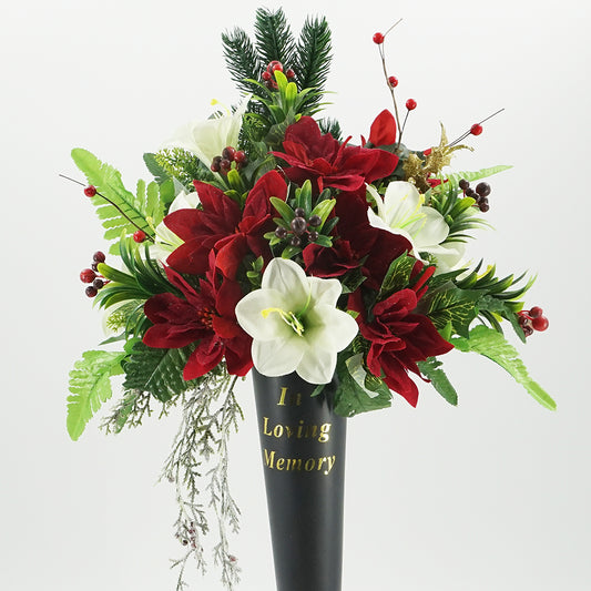 Bez In Loving Memory Vase with Christmas Artificial Flower Arrangement