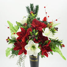 Load image into Gallery viewer, Bez In Loving Memory Vase with Christmas Artificial Flower Arrangement
