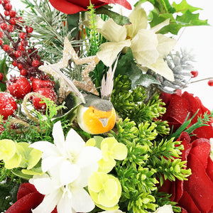 Orion Christmas Robin Artificial Flower Memorial Arrangement