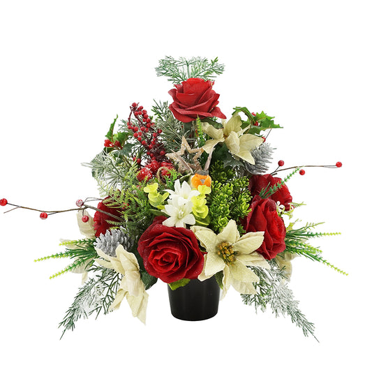 Orion Christmas Robin Artificial Flower Memorial Arrangement