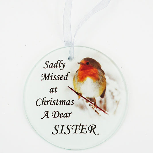Sister Christmas Robin Memorial Tree Hanging Decoration