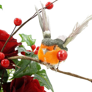 Robin Christmas Red Artificial Flower Memorial Arrangement