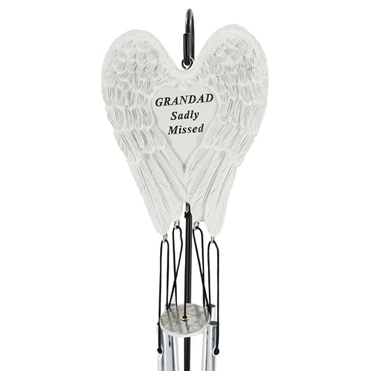 Grandad Sadly Missed Guardian Angel Wings Wind Chime