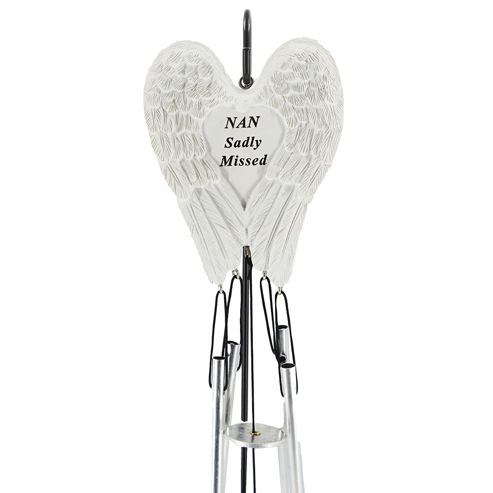 Nan Sadly Missed Guardian Angel Wings Wind Chime