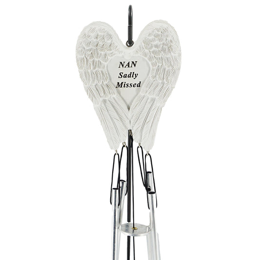 Nan Sadly Missed Guardian Angel Wings Wind Chime