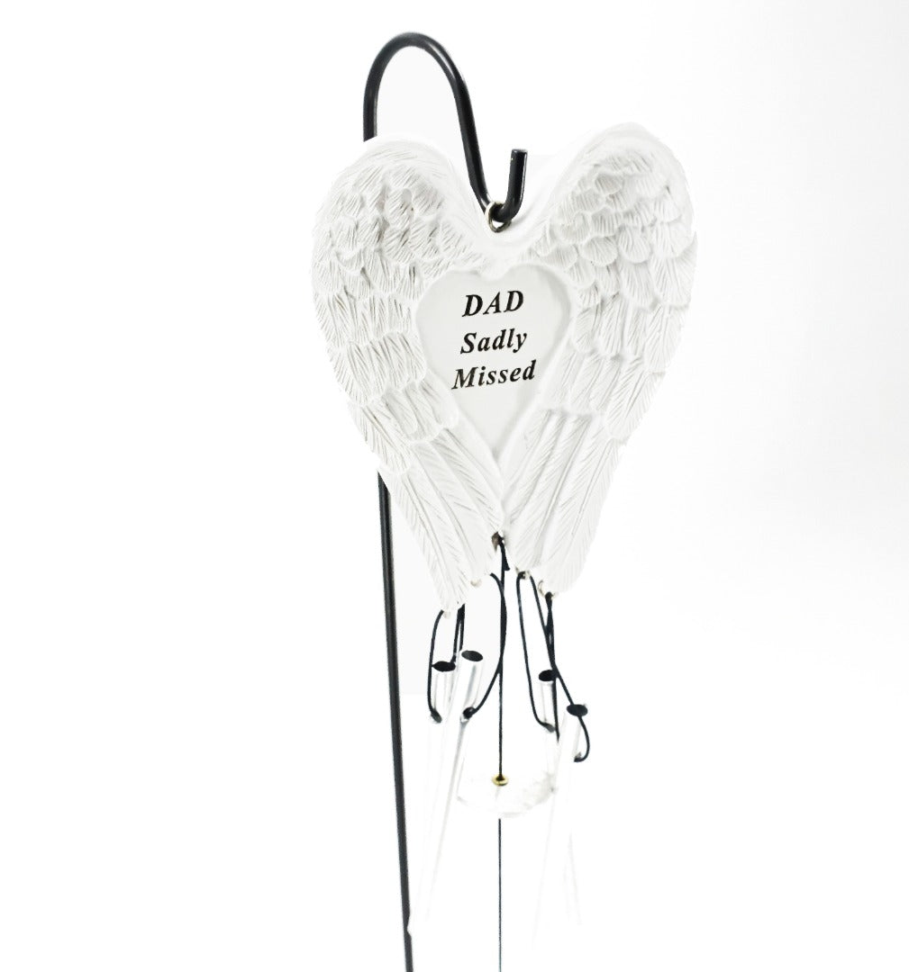 Dad Sadly Missed Guardian Angel Wings Wind Chime