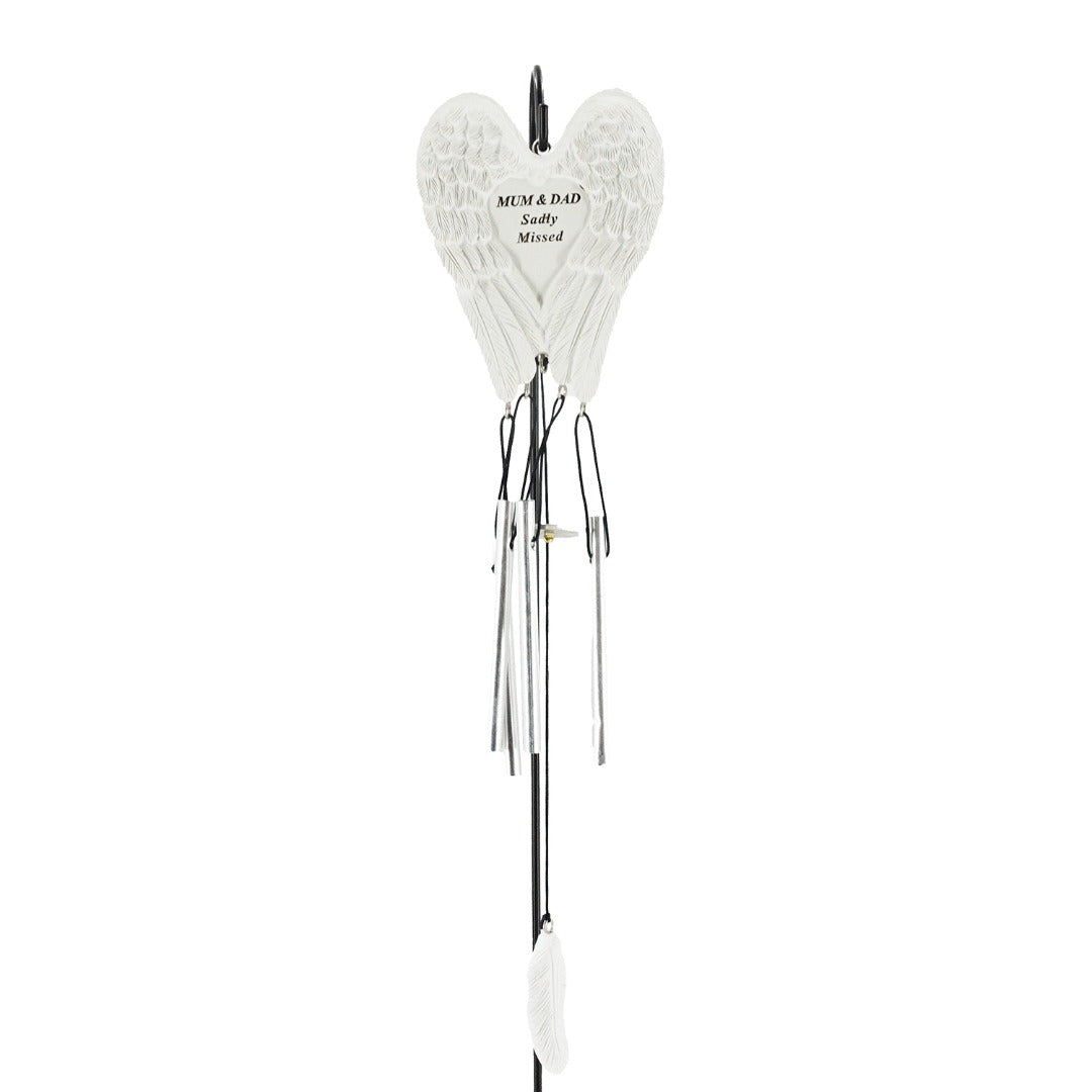 Mum & Dad Sadly Missed Guardian Angel Wings Wind Chime