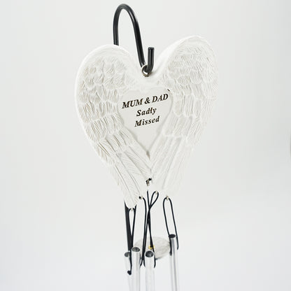 Mum & Dad Sadly Missed Guardian Angel Wings Wind Chime