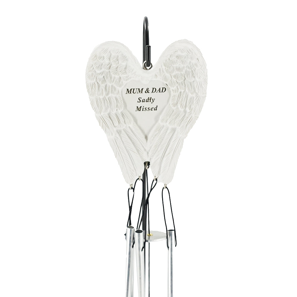 Mum & Dad Sadly Missed Guardian Angel Wings Wind Chime