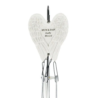Mum & Dad Sadly Missed Guardian Angel Wings Wind Chime