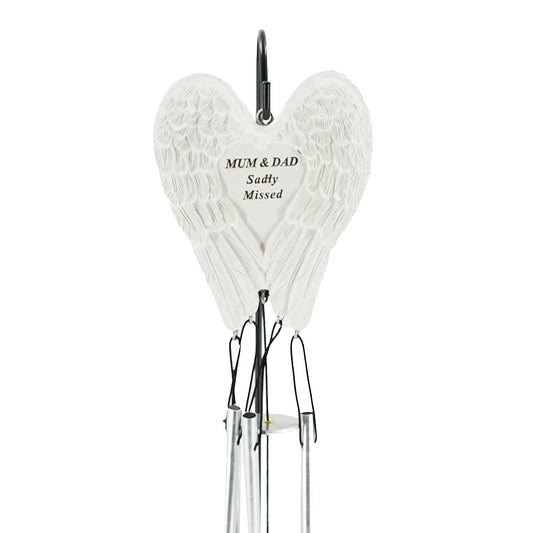 Mum & Dad Sadly Missed Guardian Angel Wings Wind Chime