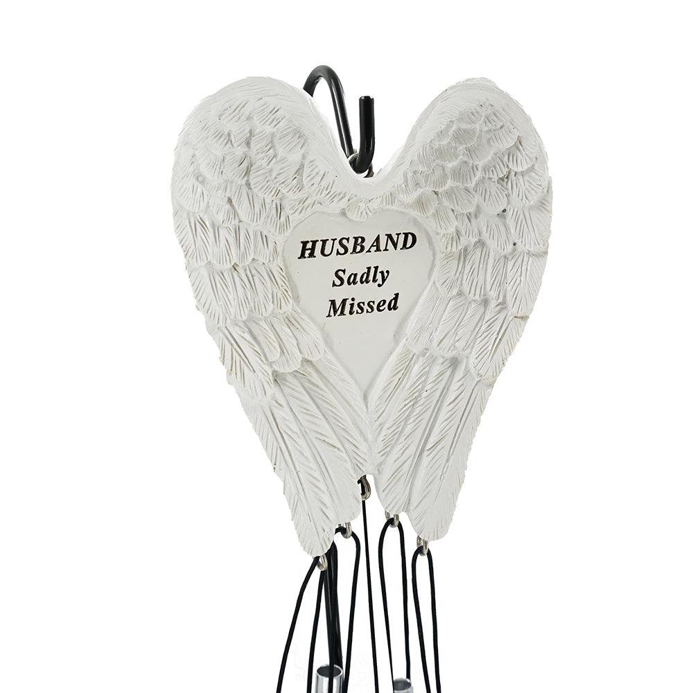Husband Sadly Missed Guardian Angel Wings Wind Chime