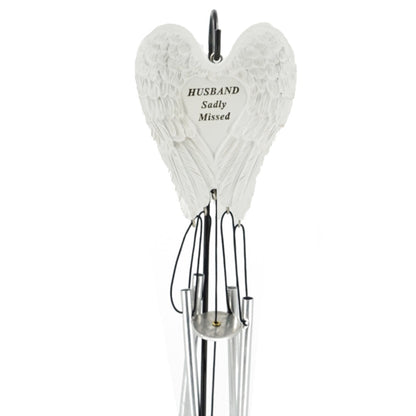Husband Sadly Missed Guardian Angel Wings Wind Chime